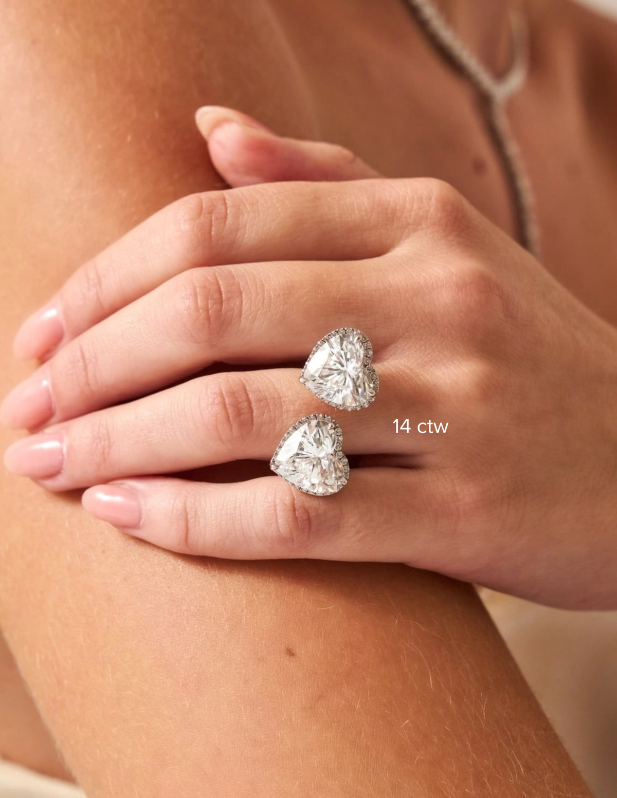 Lab Grown Toi et Moi Heart Diamond Ring