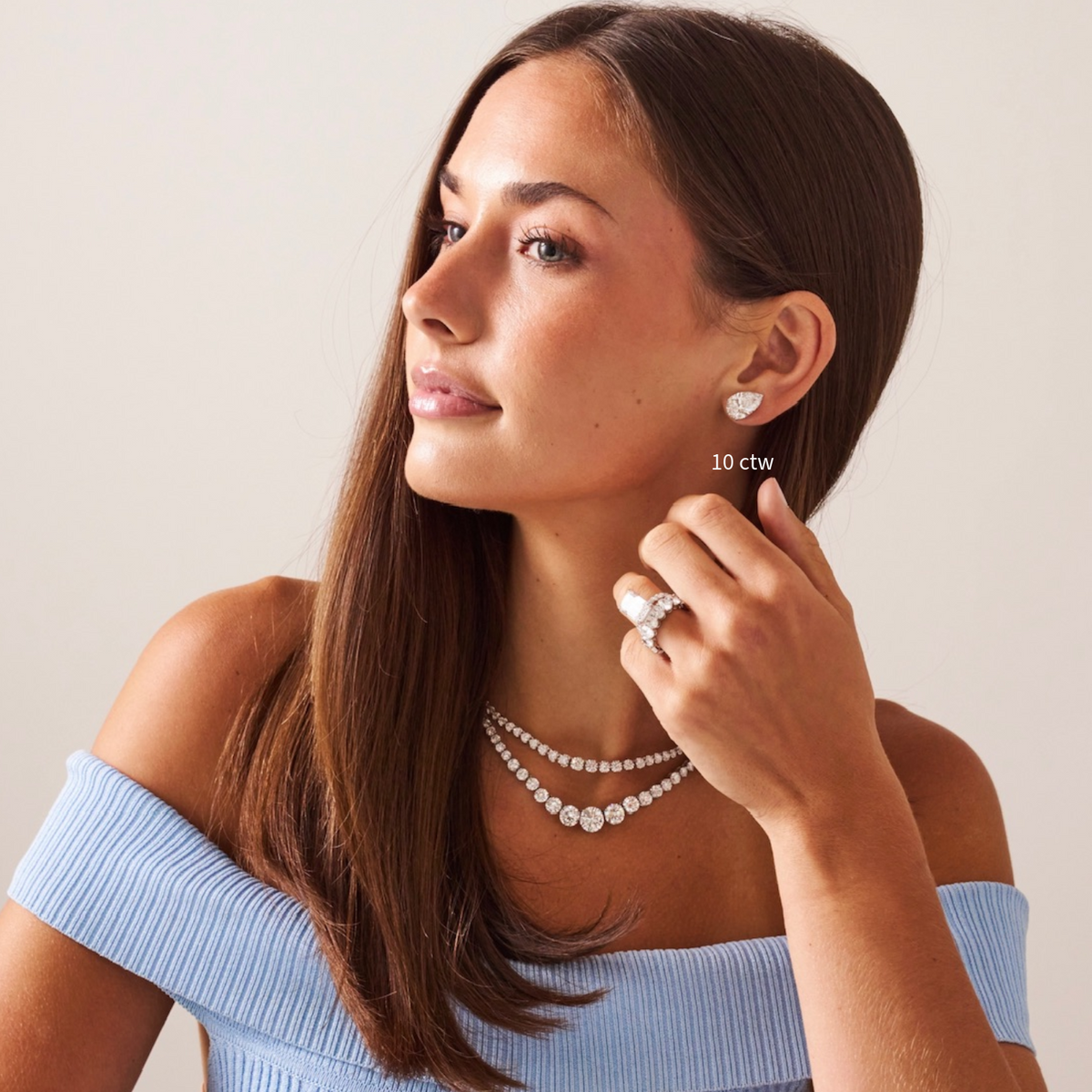 Guinevere Graduated Diamond Riviera Tennis Necklace 26.14 ctw
Jovana Graduated Illusion Set Diamond Tennis Necklace 8 ctw
