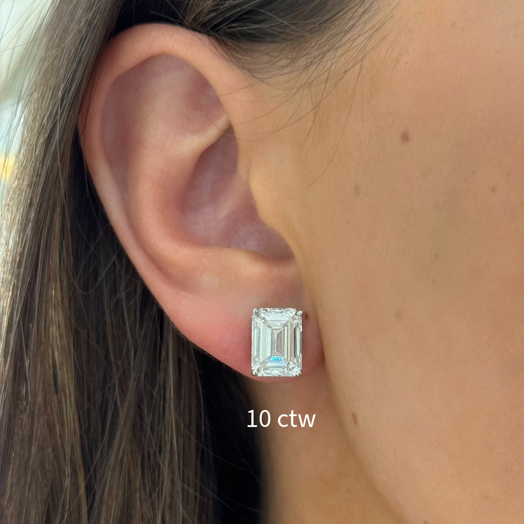 10 ctw emerald cut studs