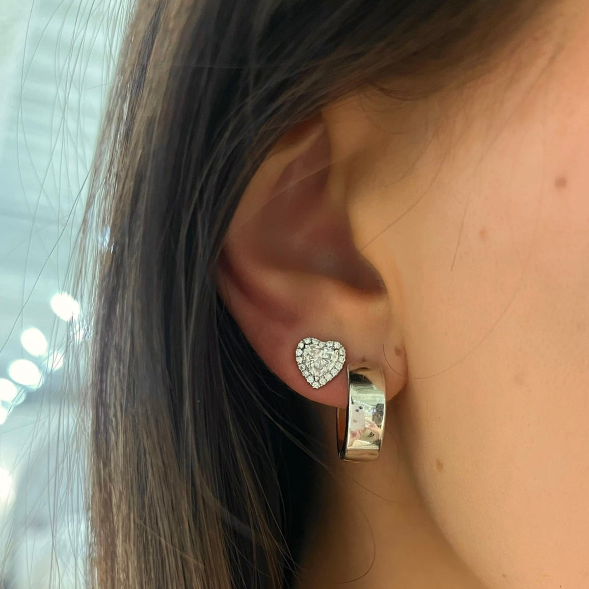 14k Two-Tone Polished Huggie Earrings 6mm