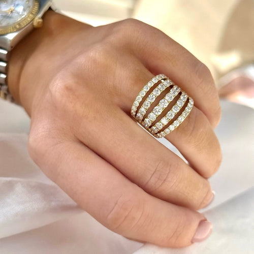 Fan Multi Strand Diamond Ring 3.60 ctw