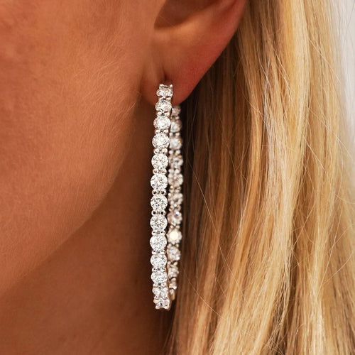 Mama's Georgie Double Sided Eternity Diamond Hoop Earrings 11.84 ctw