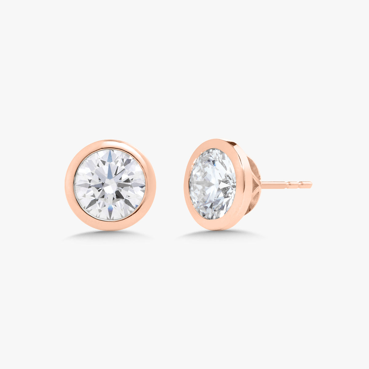 Lab Grown Round Brilliant Cut Bezel Set Diamond Studs