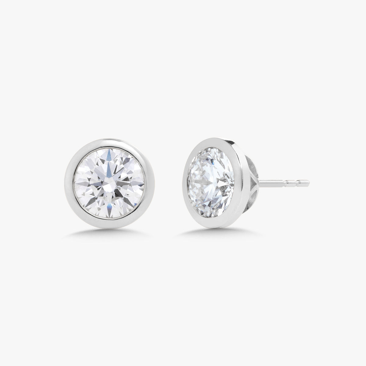 Lab Grown Round Brilliant Cut Bezel Set Diamond Studs