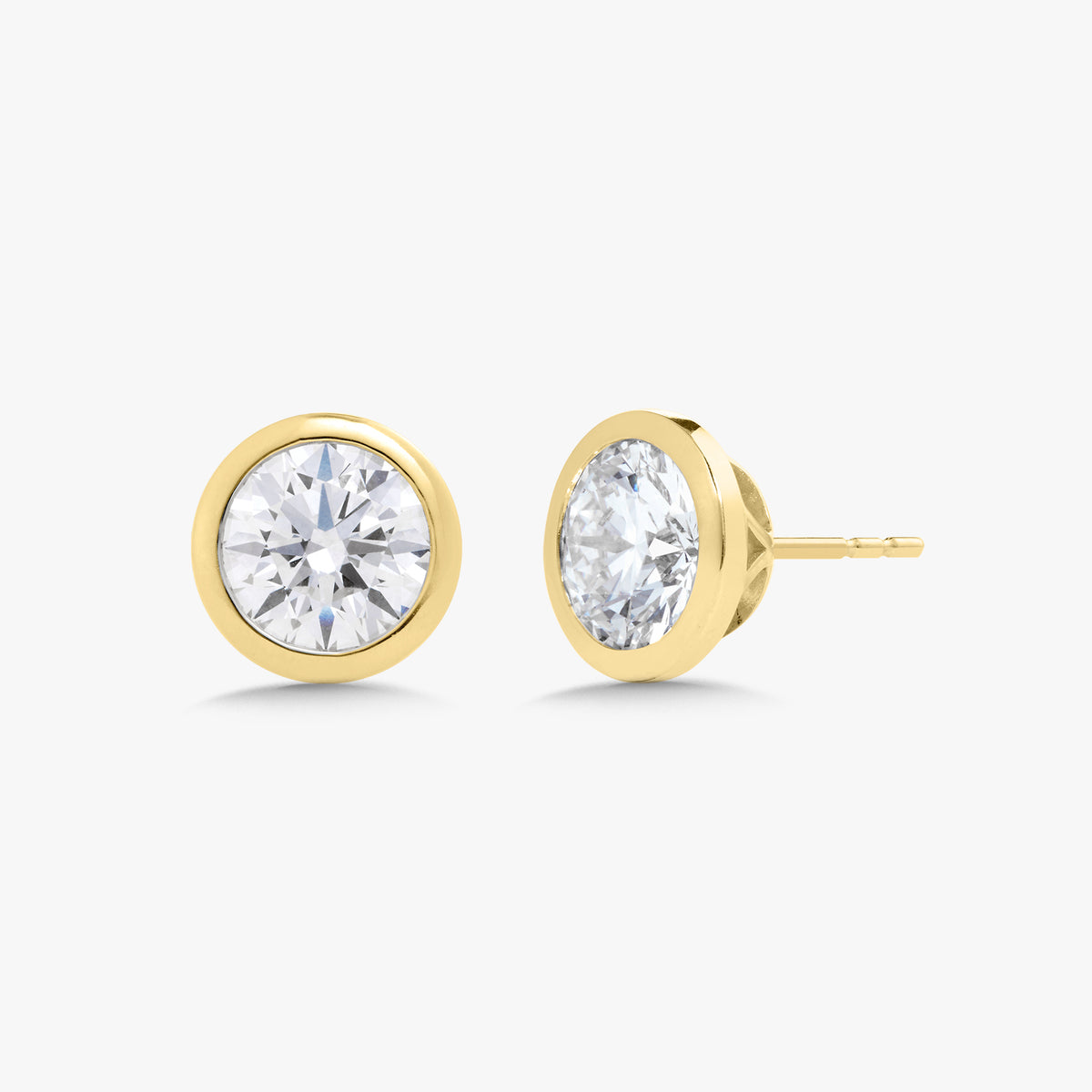 Lab Grown Round Brilliant Cut Bezel Set Diamond Studs