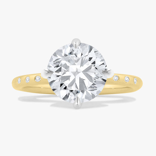 3.00ct Lab Grown Round Diamond in a Custom Solitaire with Compass Prongs