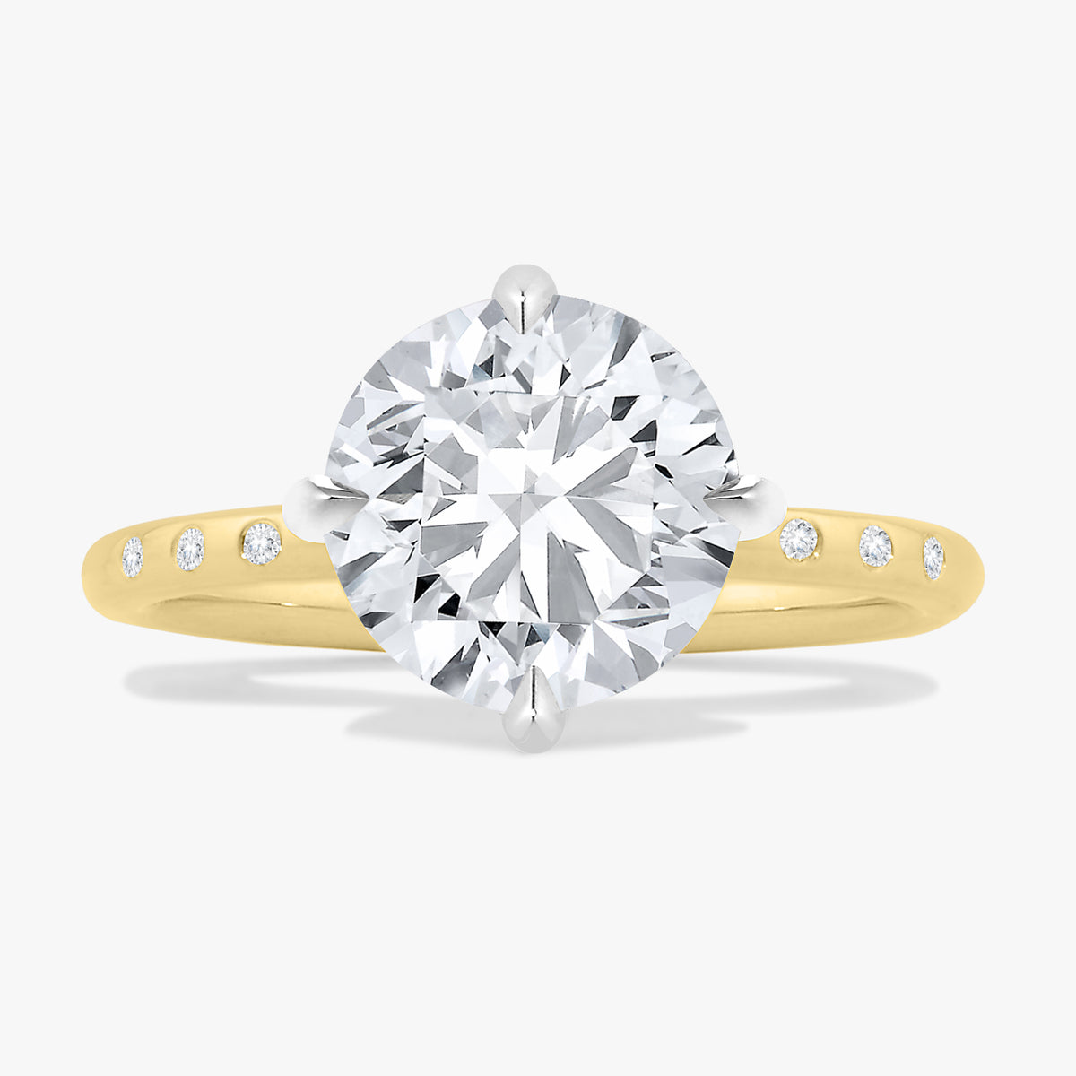 3.00ct Lab Grown Round Diamond in a Custom Solitaire with Compass Prongs