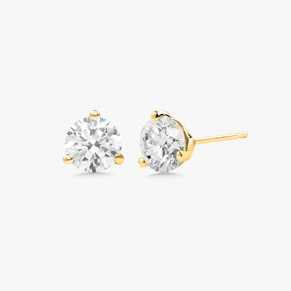 Lab Grown Three Prong Martini Diamond Stud Earrings (2 ctw)