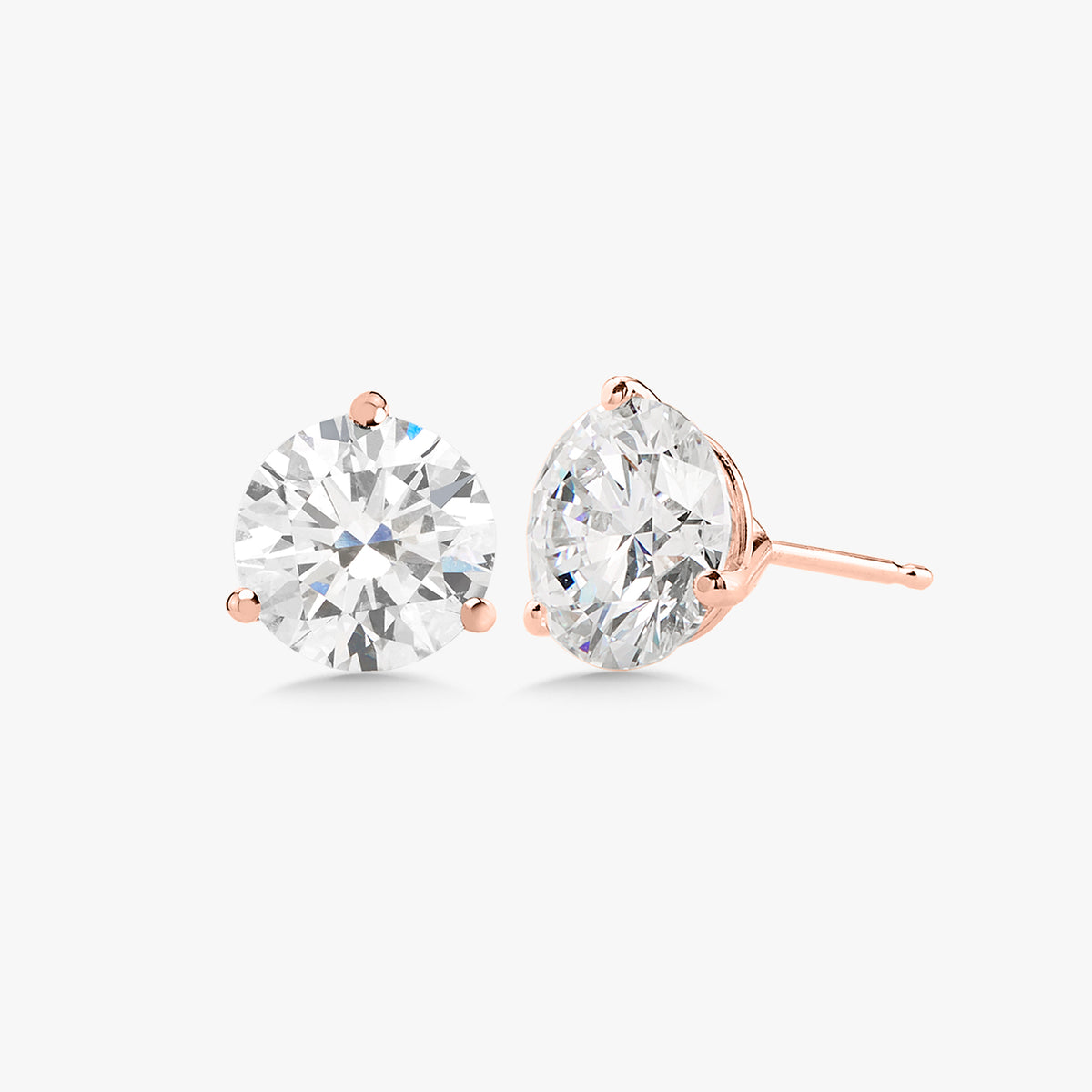 Lab Grown Three Prong Martini Diamond Stud Earrings (4ctw)