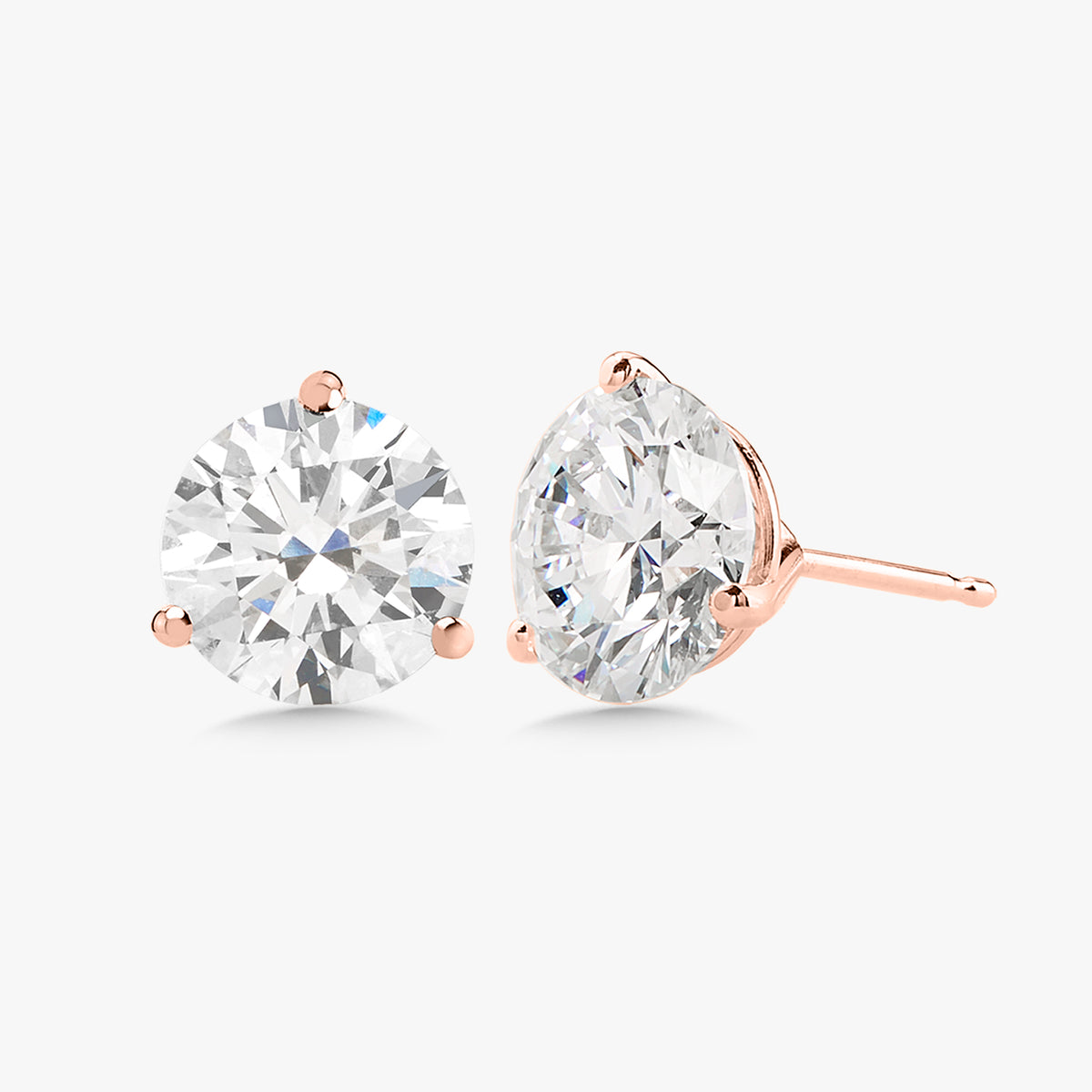 Three-Prong Martini Diamond Stud Earrings