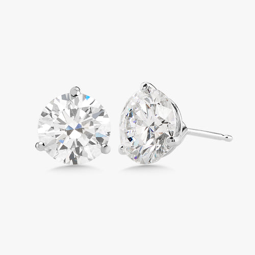Lab Grown Three Prong Martini Diamond Stud Earrings (10 ctw)