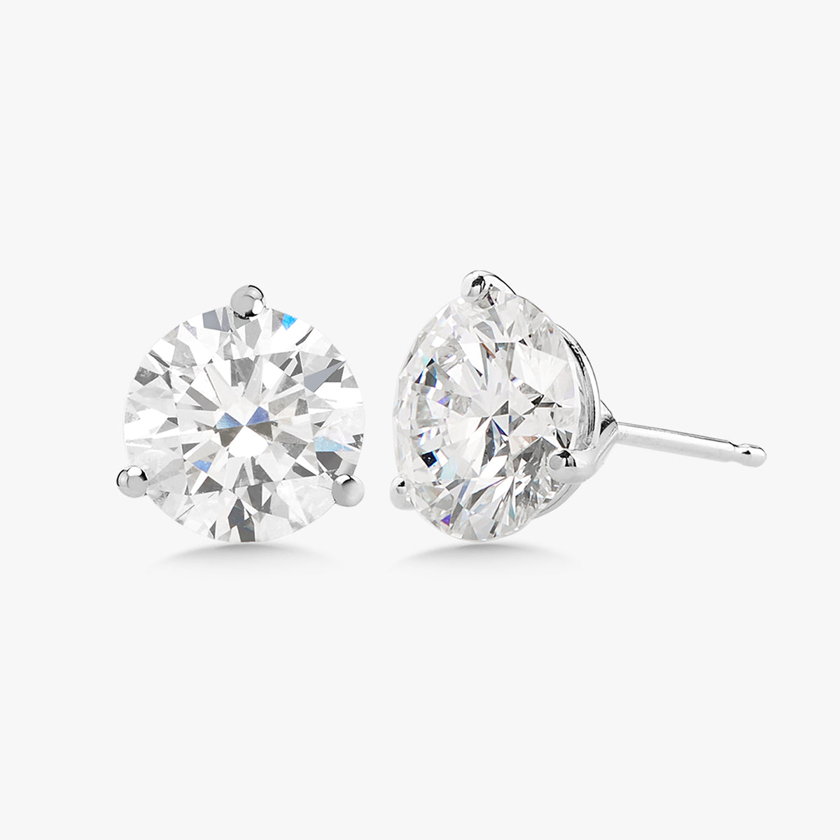 Lab Grown Three Prong Martini Diamond Stud Earrings (10 ctw)