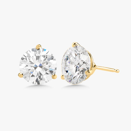 Lab Grown Three Prong Martini Diamond Stud Earrings (10 ctw)