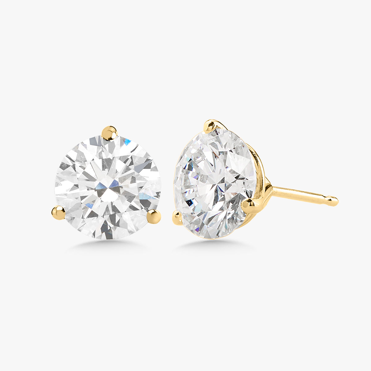 Lab Grown Three Prong Martini Diamond Stud Earrings (10 ctw)