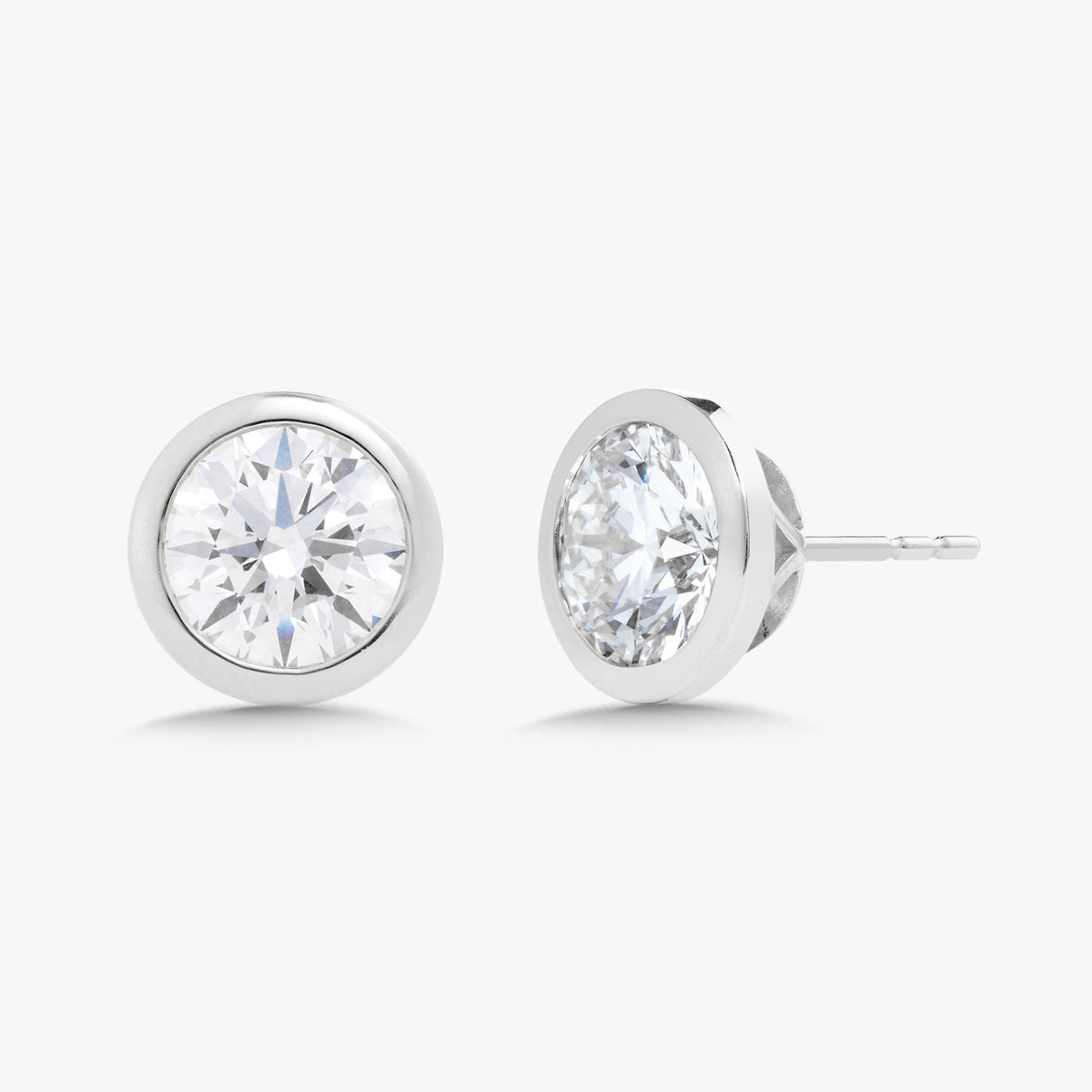 Lab Grown Round Brilliant Cut Bezel Set Diamond Studs