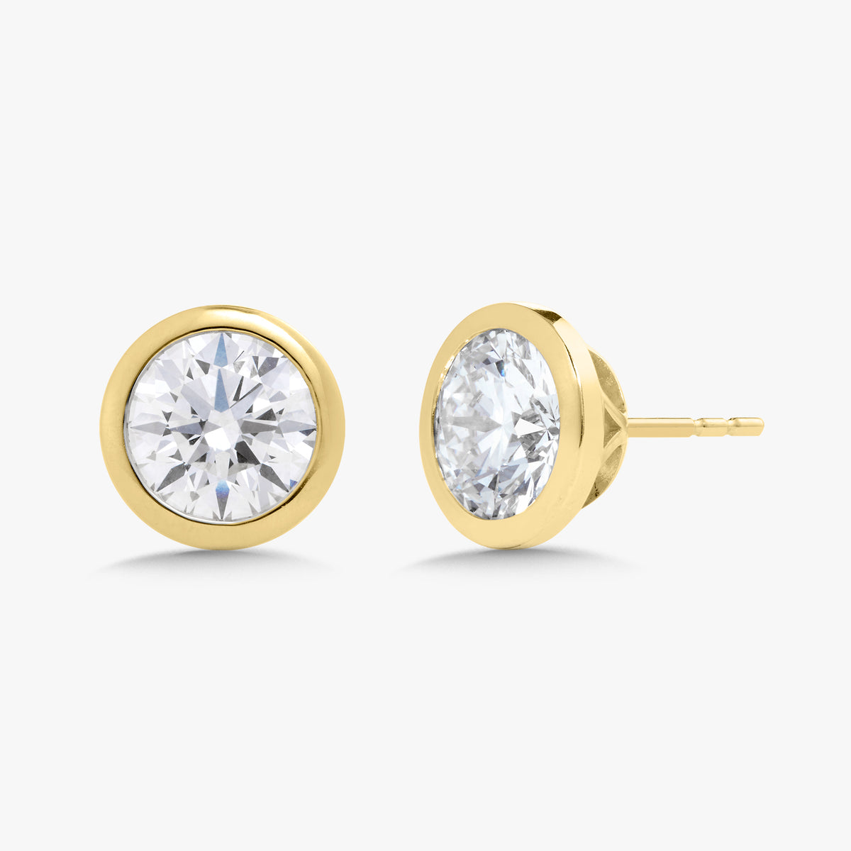 Lab Grown Round Brilliant Cut Bezel Set Diamond Studs