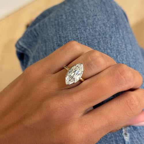 4.03ct Lab Grown Moval Cut Diamond in a Georgian Bezel Setting