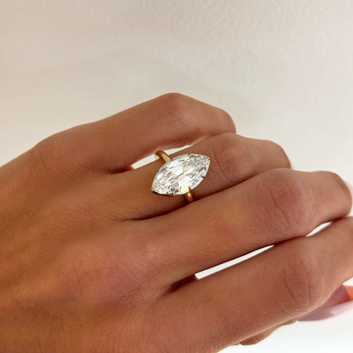 4.03ct Lab Grown Moval Cut Diamond in a Georgian Bezel Setting