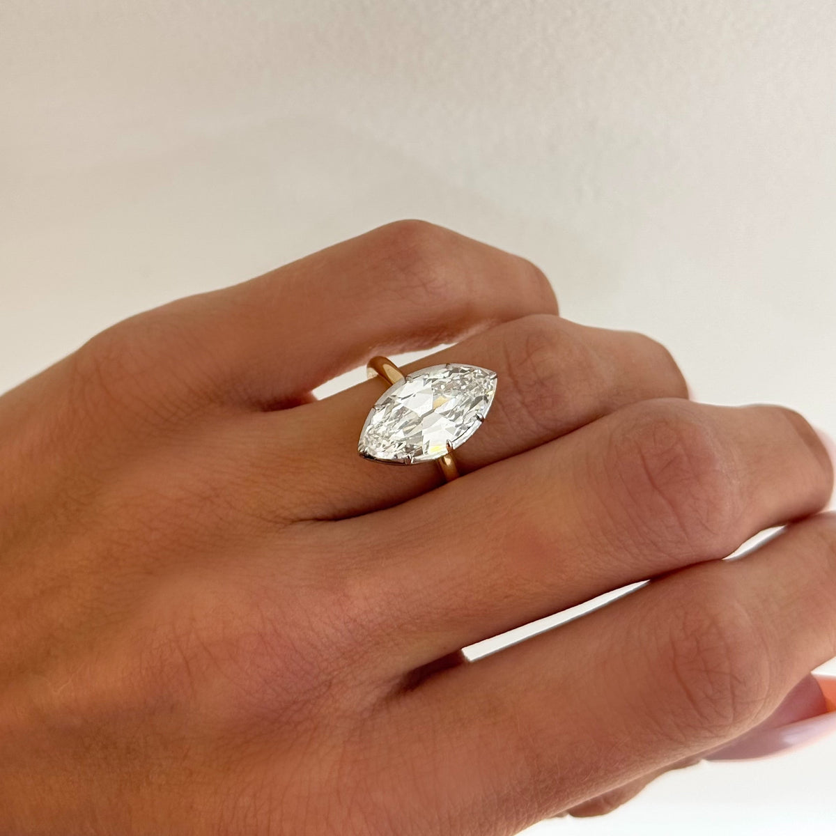 4.03ct Lab Grown Moval Cut Diamond in a Georgian Bezel Setting