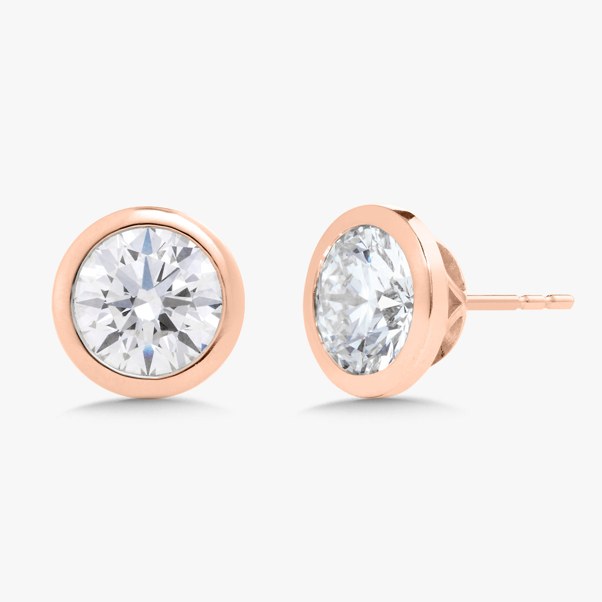 Lab Grown Round Brilliant Cut Bezel Set Diamond Studs