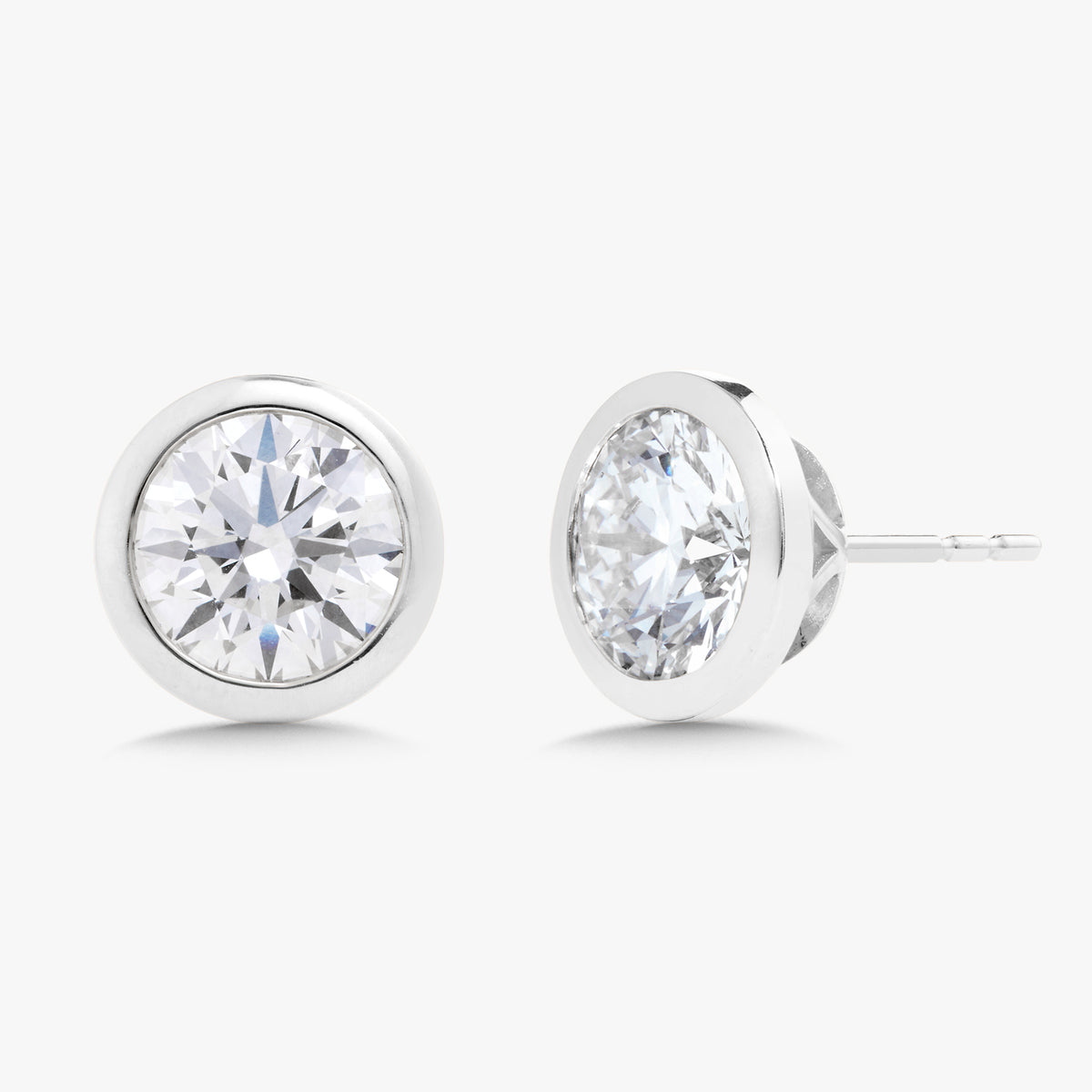Lab Grown Round Brilliant Cut Bezel Set Diamond Studs
