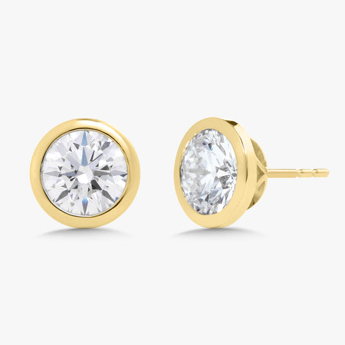 Lab Grown Round Brilliant Cut Bezel Set Diamond Studs