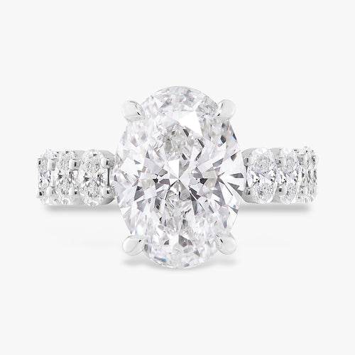5.01ct Lab Grown Oval Diamond in a Scalloped Oval Setting with Hidden Halo