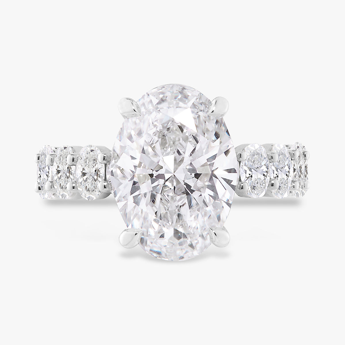 5.01ct Lab Grown Oval Diamond in a Scalloped Oval Setting with Hidden Halo
