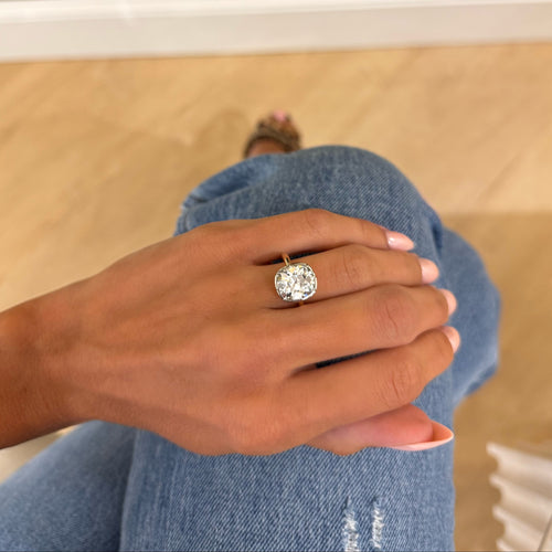 5.05ct Lab Grown Antique Cushion Cut Diamond in a Georgian Bezel Setting