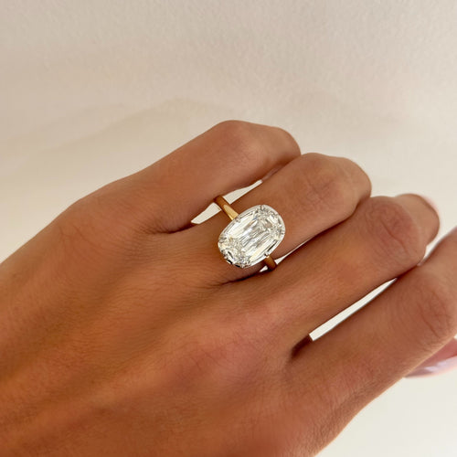 5.05ct Lab Grown Mixed Cushion Cut Diamond in a Georgian Bezel Setting