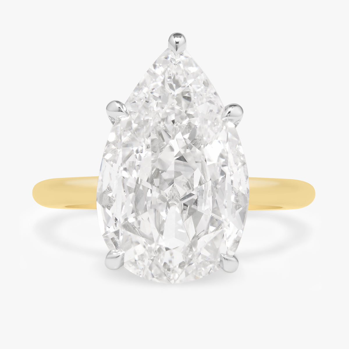5.09ct Lab Grown Antique Pear Diamond in a Two-Tone Solitaire with Hidden Halo