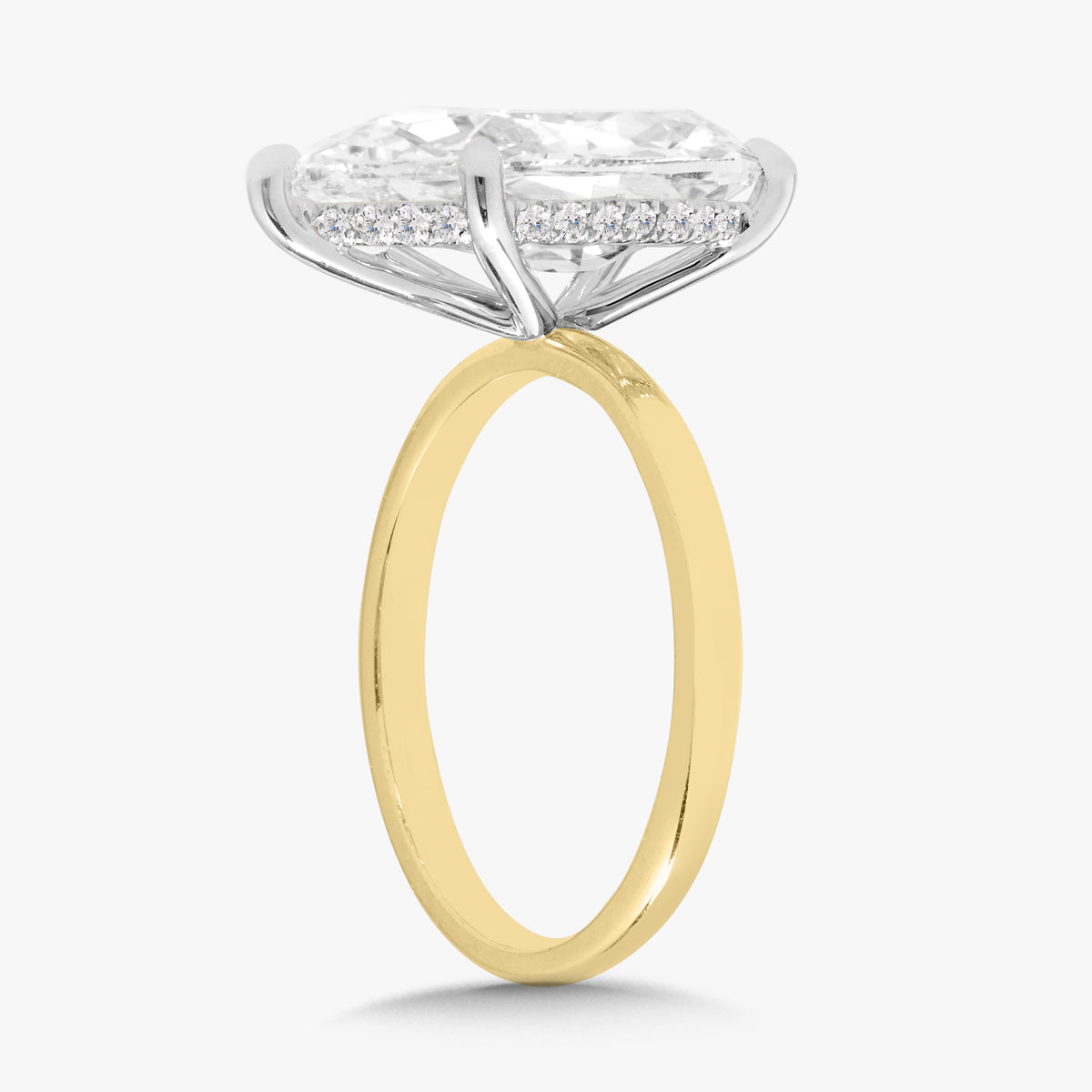5.09ct Lab Grown Antique Pear Diamond in a Two-Tone Solitaire with Hidden Halo