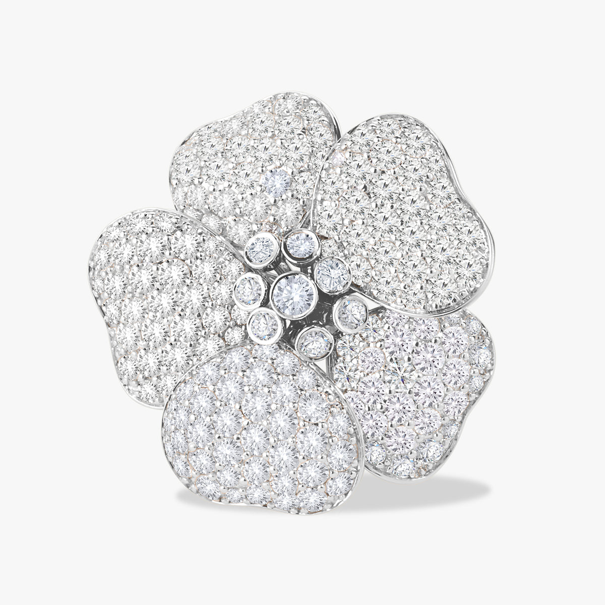 Magnolia Pave Diamond Flower Ring 8.27 ctw
