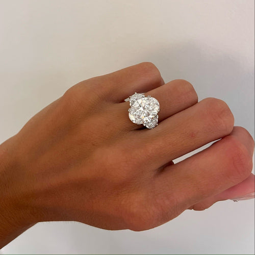 6.01ct Lab Grown Oval Diamond in a Half Moon Setting