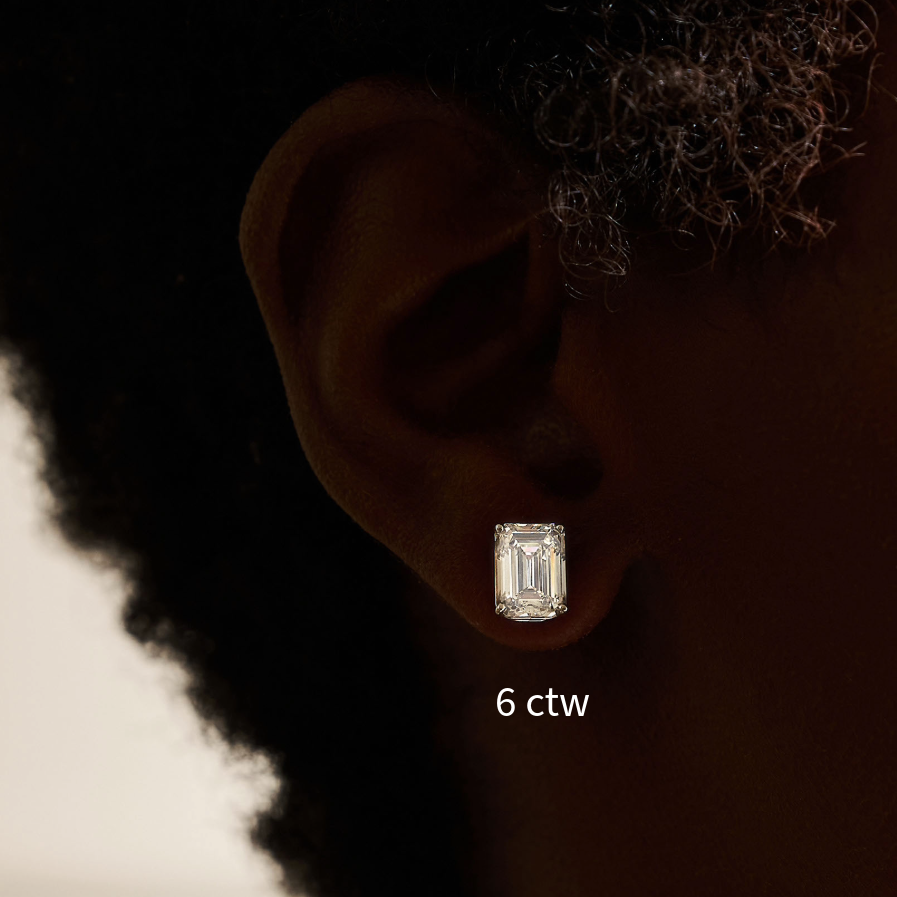 6 ctw emerald cut studs