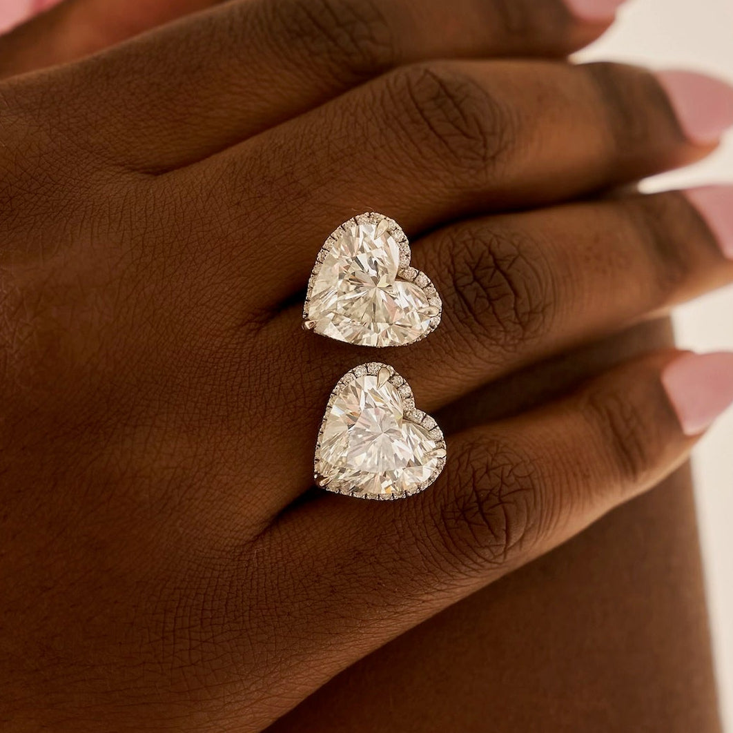 8.03ct Lab Grown Toi et Moi Heart Diamond Ring