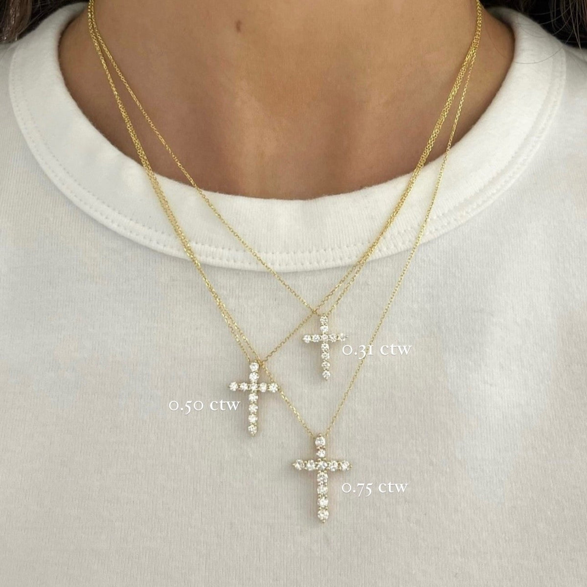 Georgie Two Prong Diamond Cross Necklace