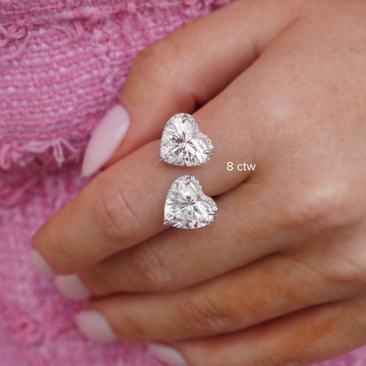 8 ctw toi et moi heart ring up close