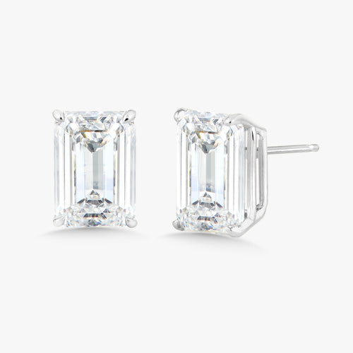 Lab Grown Emerald Cut Diamond Studs 10 ctw
