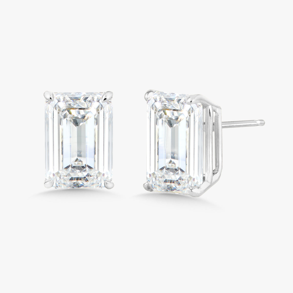 Lab Grown Emerald Cut Diamond Studs 8 ctw