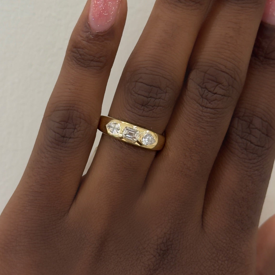 Mariana Inset Multi Mixed Shape Diamond Cigar Ring 0.62 ctw