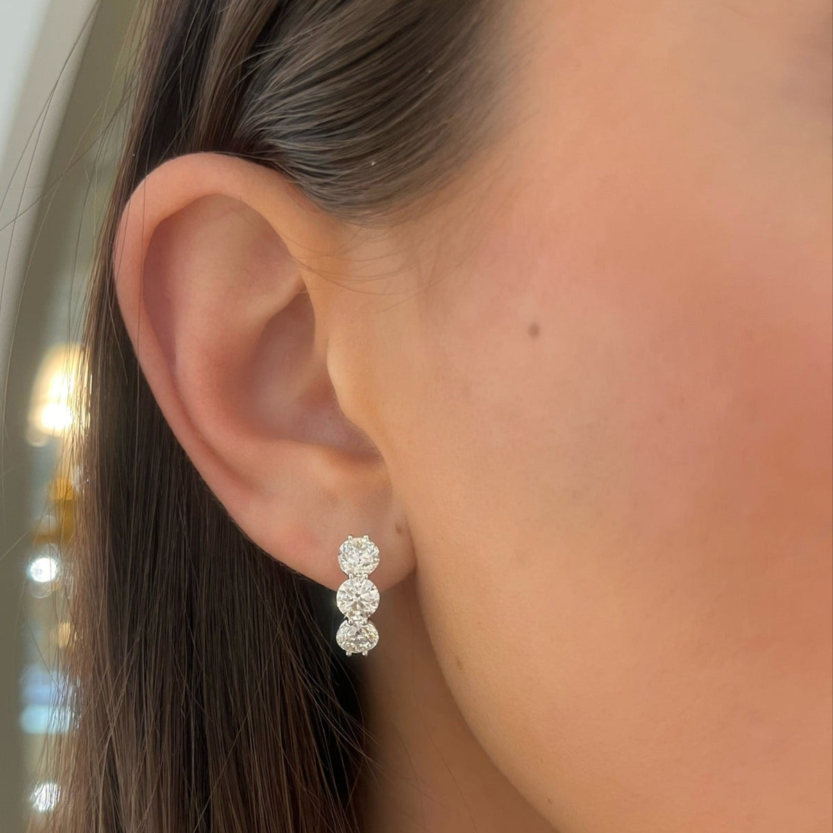 Abriella Three Stone Diamond Huggie Earrings 4.30 ctw
Success
