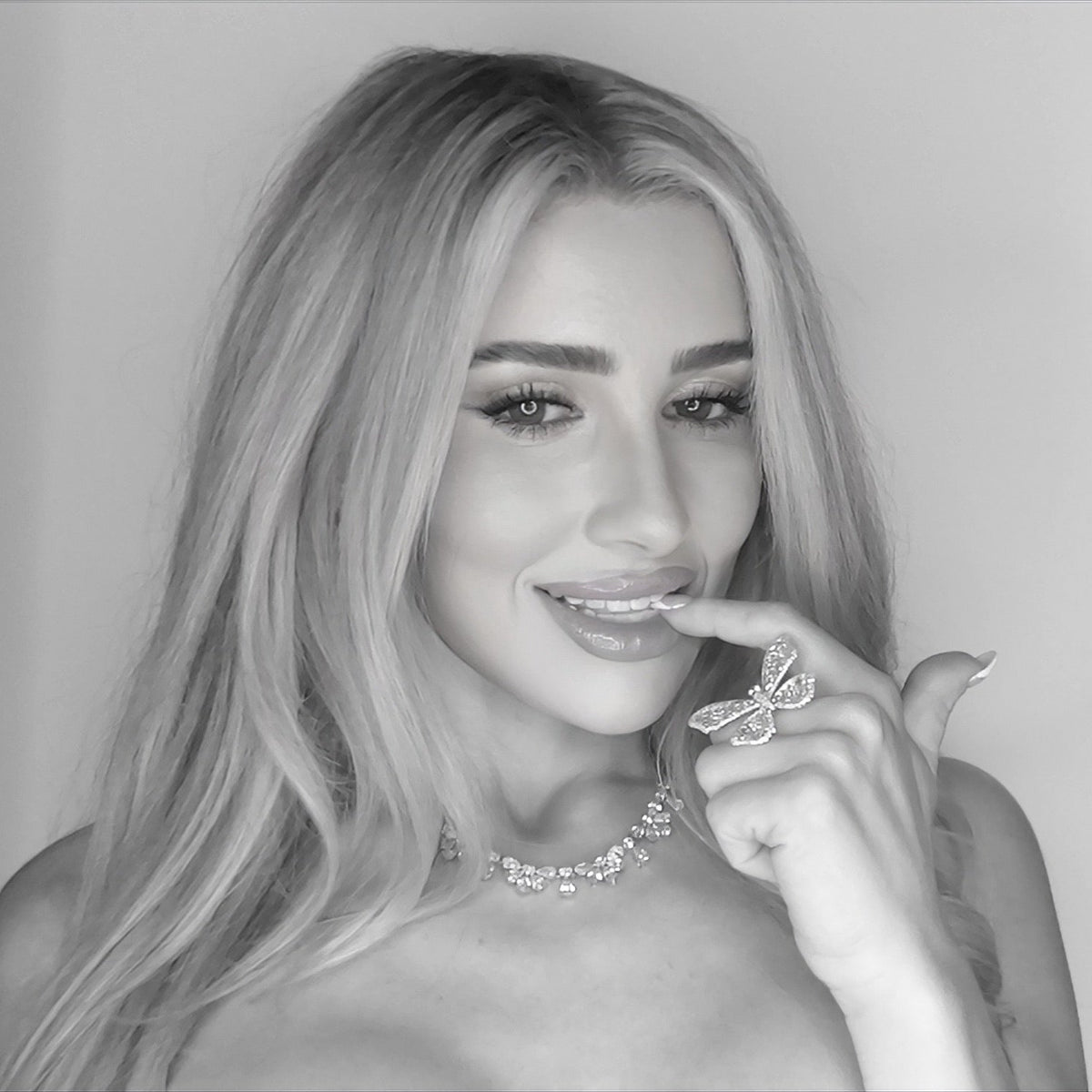 Acadia Asscher Cut Diamond Butterfly Cocktail Ring 5.51 ctw, Duchess Pear & Oval Diamond Tennis Necklace 34.94 ctw