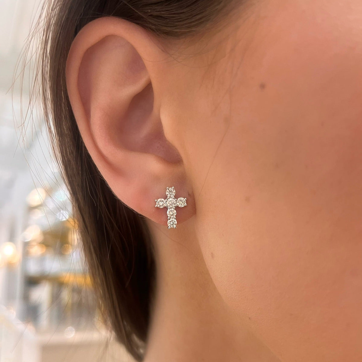 Adalia Diamond Cross Stud Earrings 1 ctw