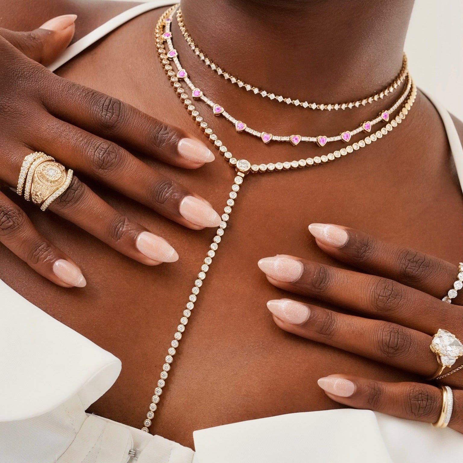 Amira Diamond Bezel Tennis Necklace with Removable Lariat 5.20 ctw