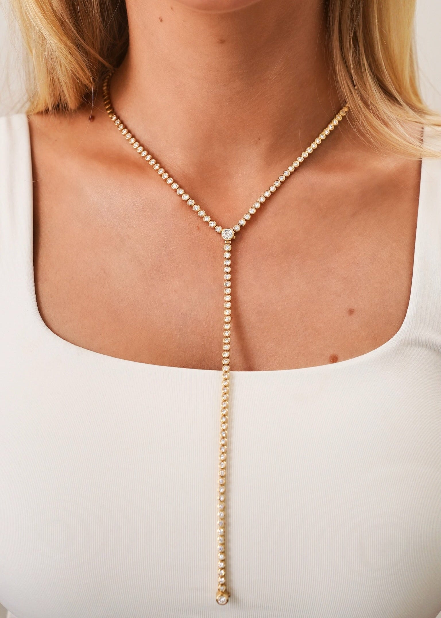 Amira Bezel Necklace With Removable Lariat To Tennis Bracelet – RWFJ