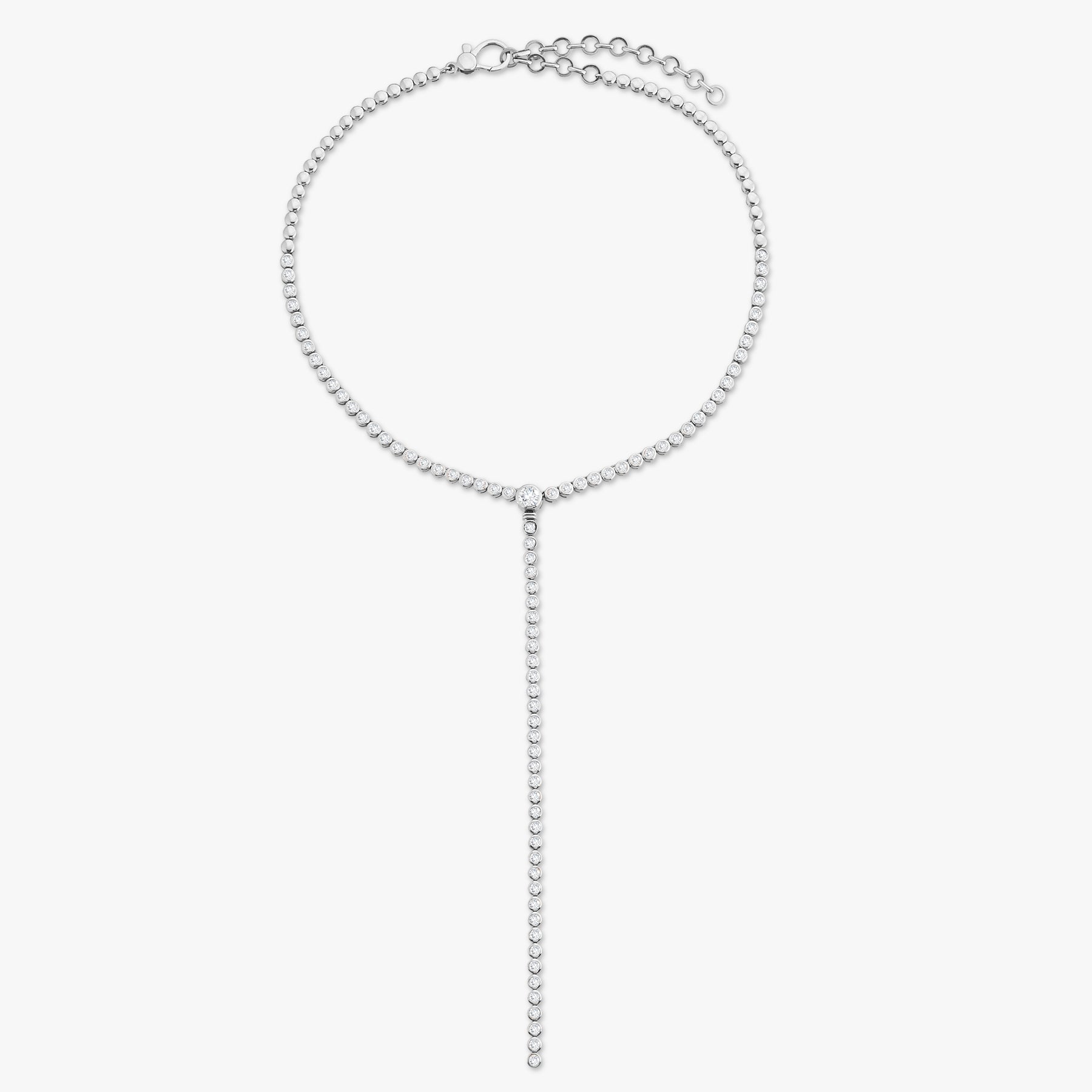 Amira Diamond Bezel Tennis Necklace with Removable Lariat 5.20 ctw