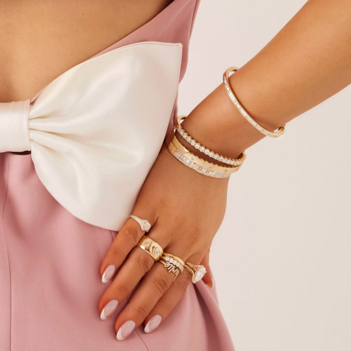 Amour Gold and Diamond Station Bangle,Lennox Baguette Bangle 3.37 ctw, Hendrik Baguette Bezel Diamond Bangle 2.30 ctw
