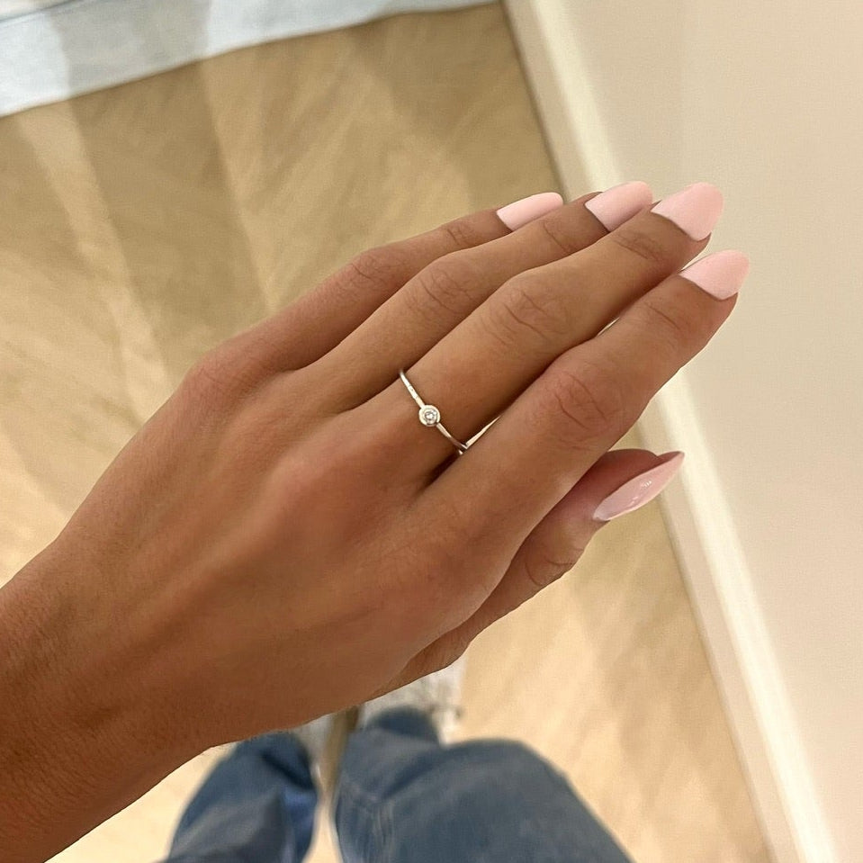 Annabelle Tiny Single Diamond Bezel Ring