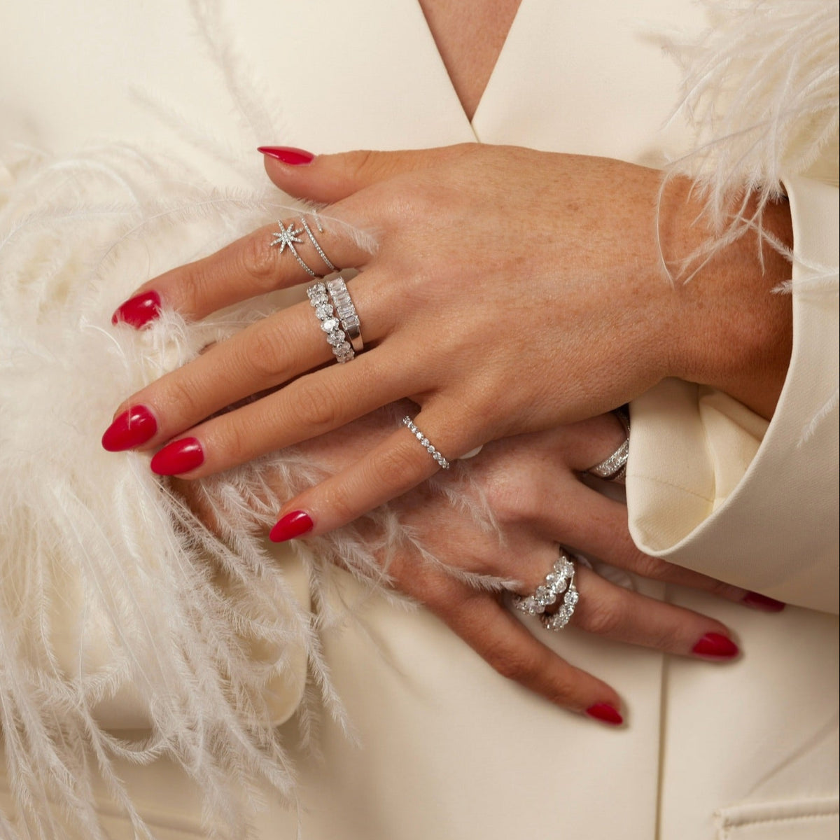 Asteria Star Diamond Crossover Ring,